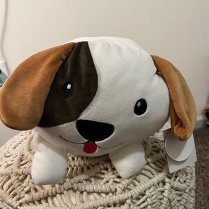 New Adorable White and Brown Dog Plush neck roll bolster pillow